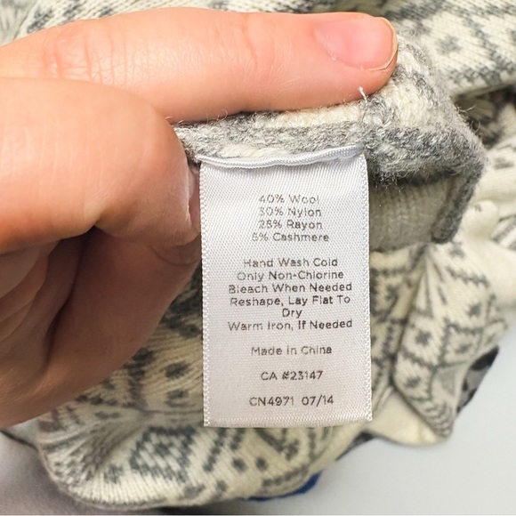 Talbots Gray & Cream Nordic Open Front Longline
Cardigan Wool Cashmere Blend XL - Picture 8 of 8